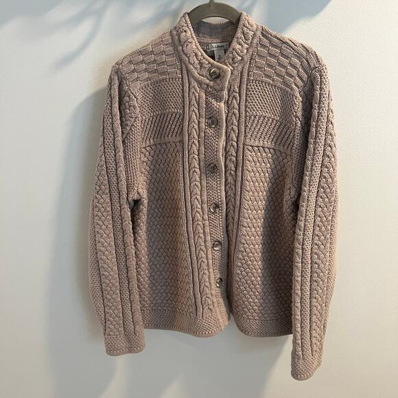 L.L.Bean Sweaters - L.L.Bean Tan 100% Cotton Cardigan Sweater Size XL